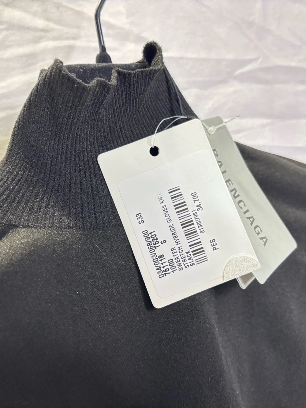 Balenciaga Black Turtleneck with Integrated Glove Sleeves